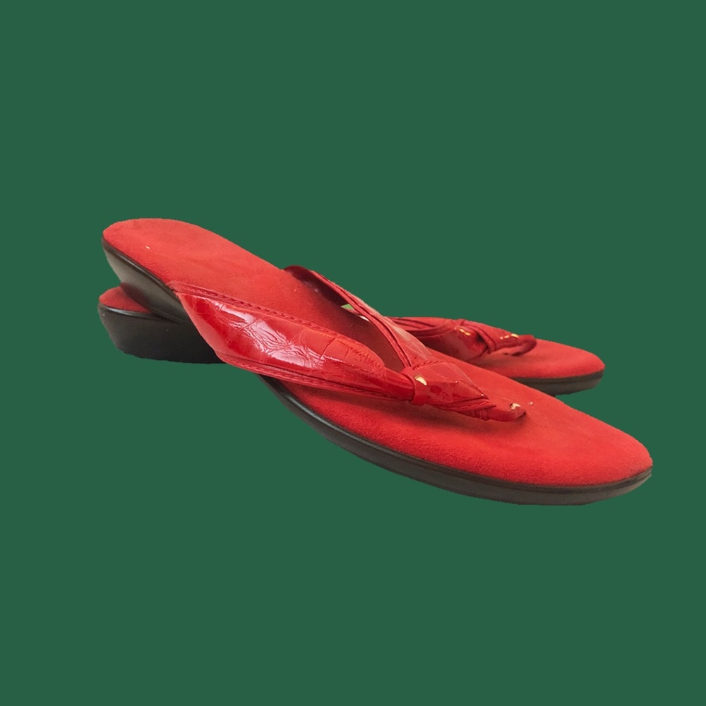 Red mini wedge sandals